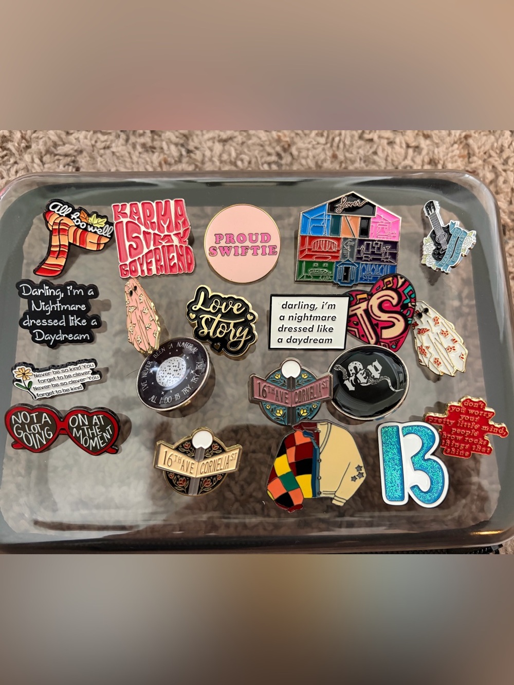 Taylor Swift 20 piece pin collection - Lover, Reputation, Swiftie, Folklore